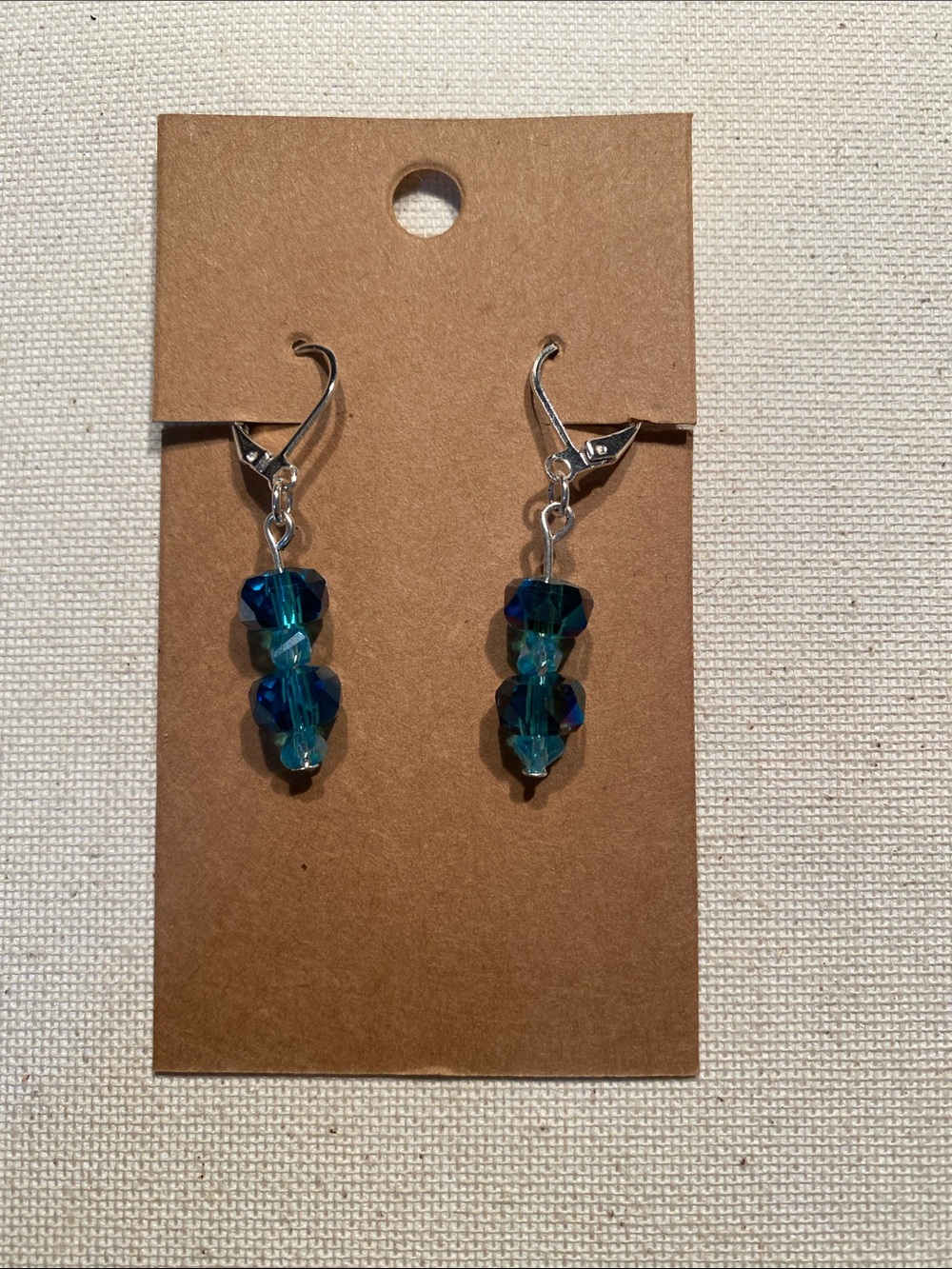 Crystal Drop Earrings in Teal Blue